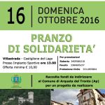 Pranzo di solidarietà in favore dei territori colpiti dal sisma del centro Italia a Villastrada, domenica 16 Ottobre